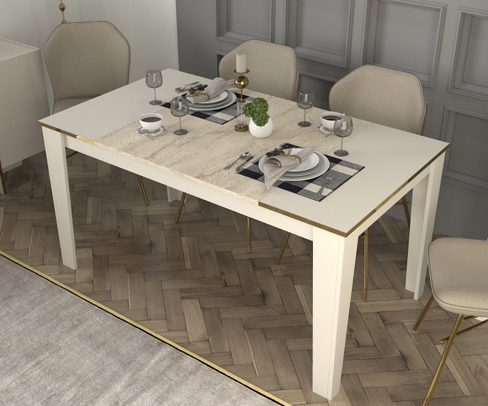 Hanah Home Mesa de Comedor Veyron - Travertino, Sandstone